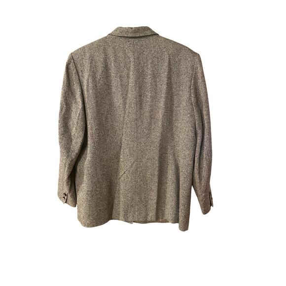 Talbots Womens Blazer Jacket Size 18 Gray Tweed Herringbone Wool Silk Blend - Picture 2 of 8